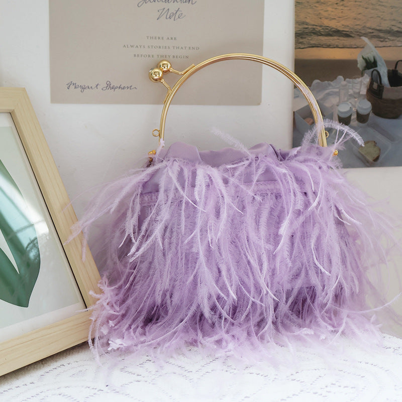 Bolsos casuales de fiesta diarios con parches sólidos y plumas