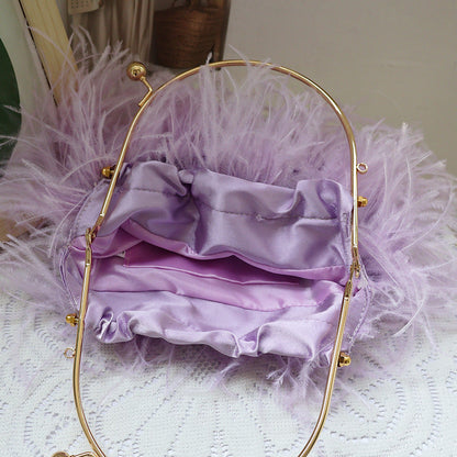 Bolsos casuales de fiesta diarios con parches sólidos y plumas