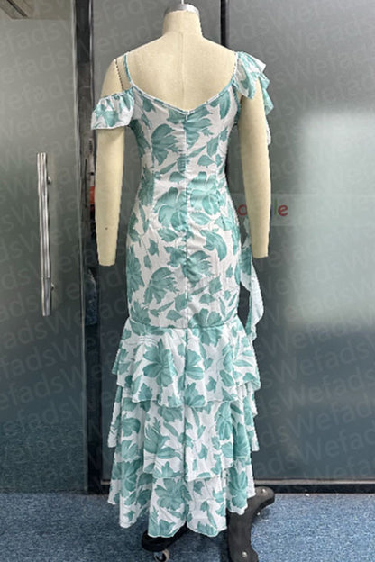 Vestido elegante y dulce con cuello en V, sin mangas y estampado de patchwork