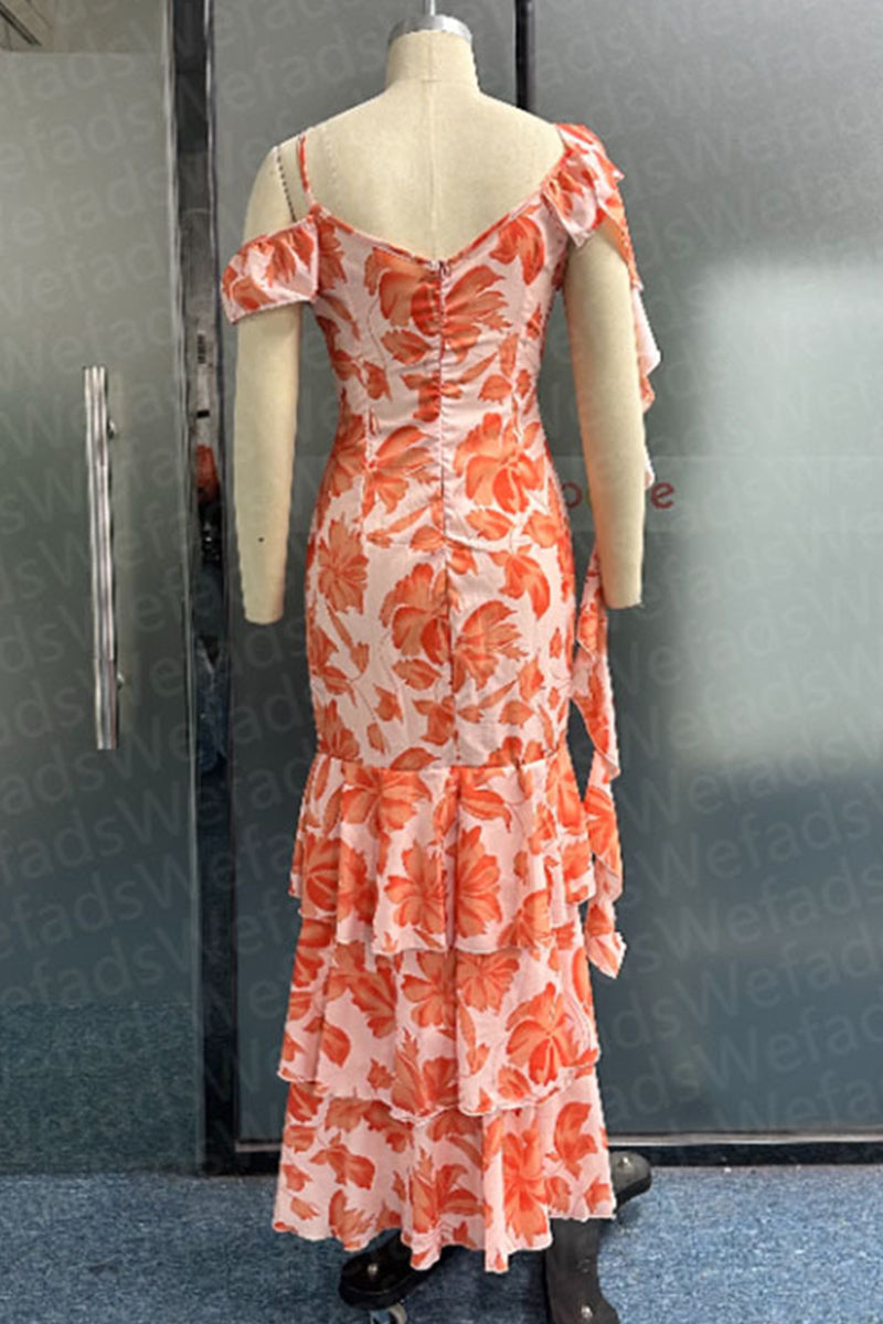Vestido elegante y dulce con cuello en V, sin mangas y estampado de patchwork