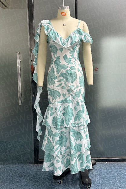 Vestido elegante y dulce con cuello en V, sin mangas y estampado de patchwork