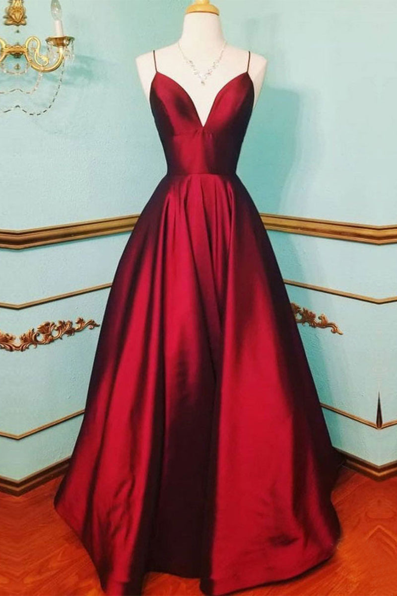 Elegante vestido de noche formal de color liso con escote en V (5 colores)