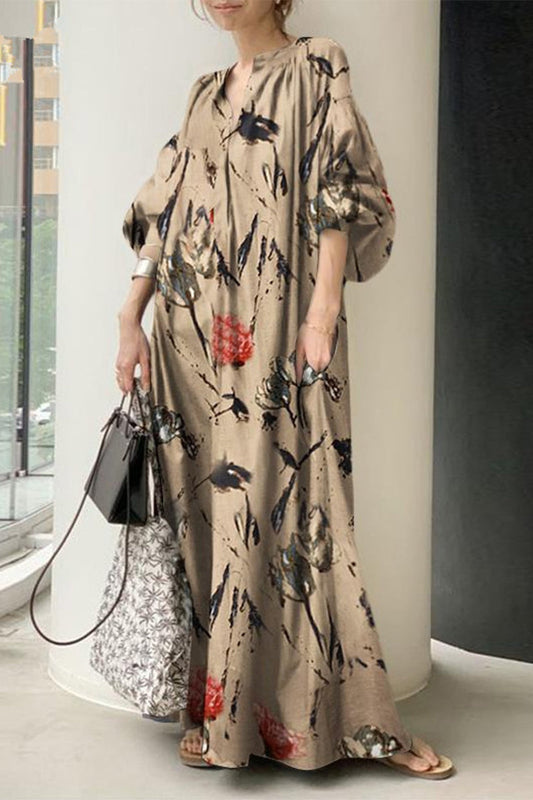 Vestido informal con cuello en V y estampado de patchwork universitario