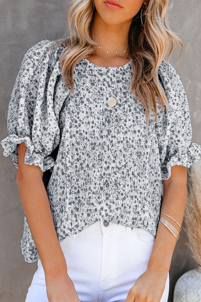 Camisetas elegantes y dulces con cuello redondo y estampado floral