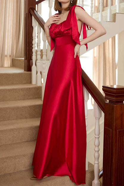 Elegante vestido de noche formal de frenillo sólido