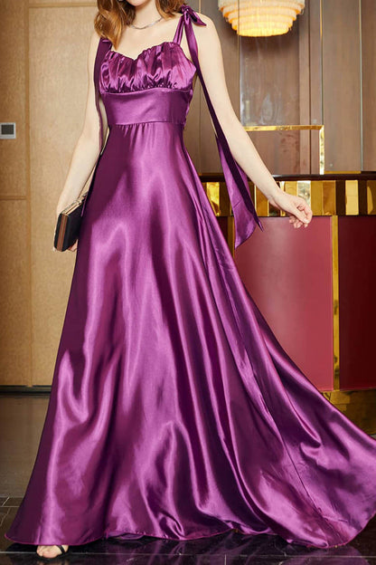 Elegante vestido de noche formal de frenillo sólido