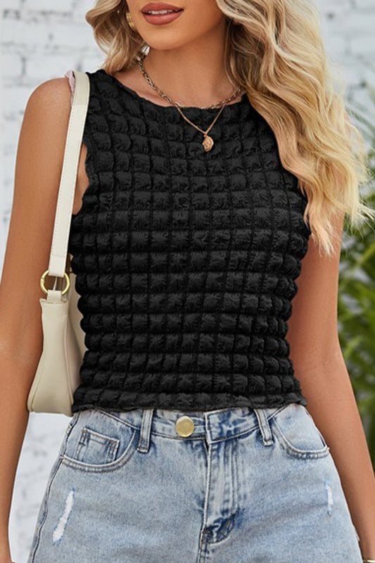 Tops sexys de cuello redondo con parches sólidos (9 colores)