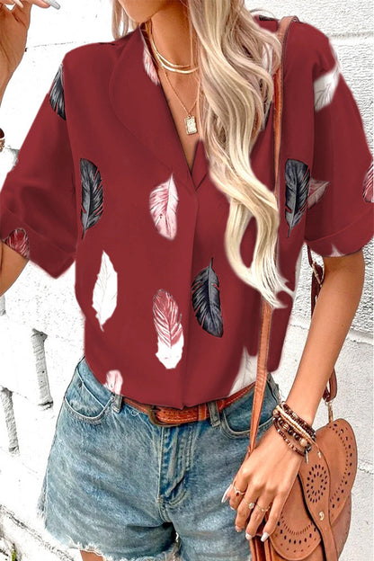 Tops casuales con cuello vuelto y estampado de patchwork