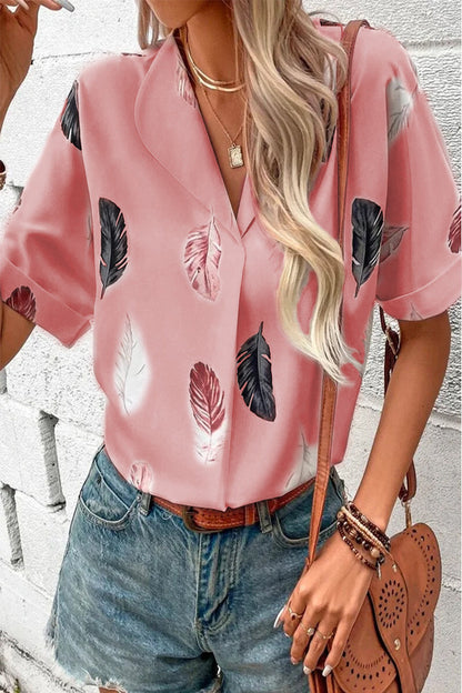 Tops casuales con cuello vuelto y estampado de patchwork