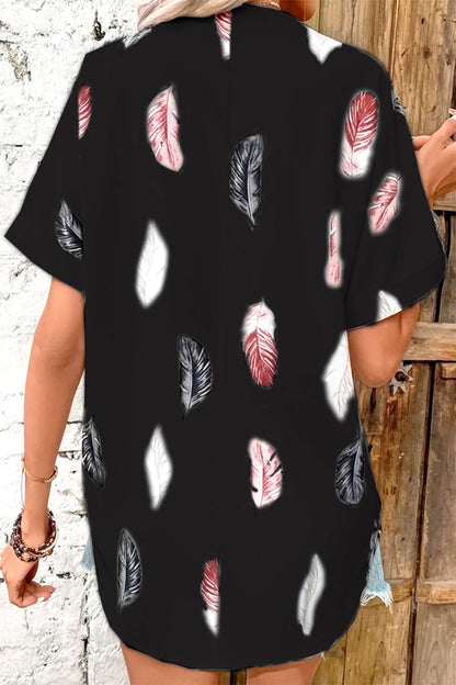 Tops casuales con cuello vuelto y estampado de patchwork