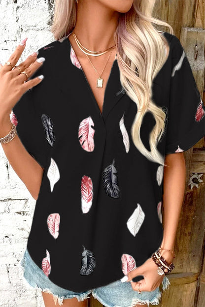 Tops casuales con cuello vuelto y estampado de patchwork