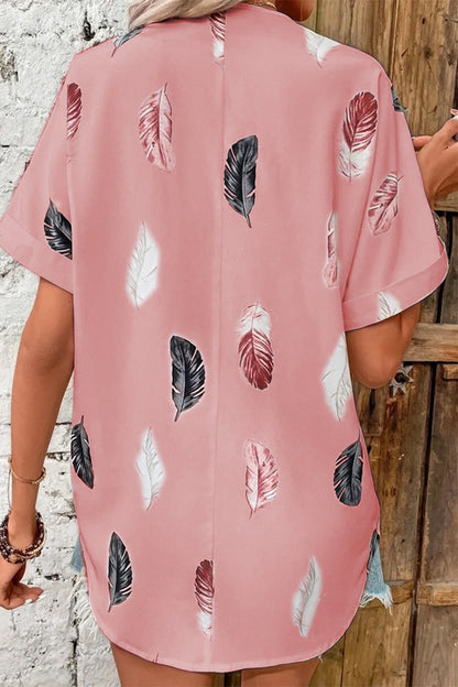 Tops casuales con cuello vuelto y estampado de patchwork