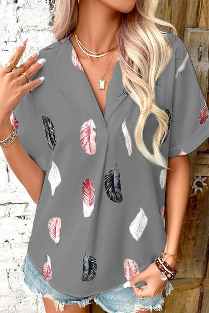 Tops casuales con cuello vuelto y estampado de patchwork