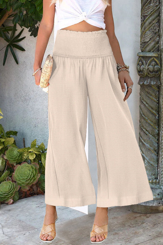 Pantalones casuales de color liso, sueltos, de cintura alta y pierna ancha (8 colores)