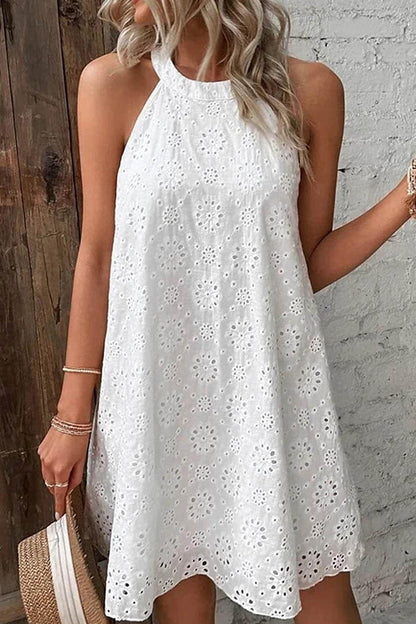 Vestidos casuales de corte A con cuello halter, huecos y sólidos