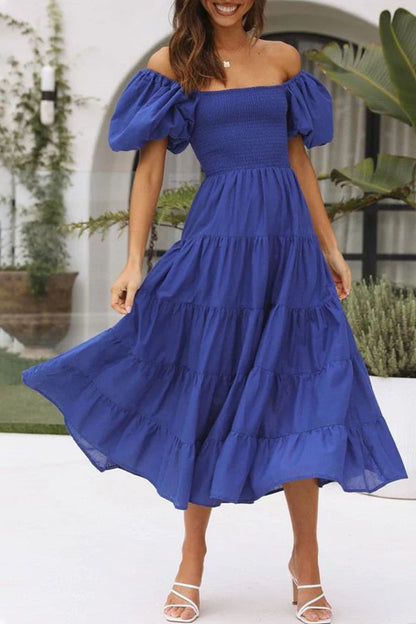 Vestidos casuales sencillos de corte A con hombros descubiertos, espalda descubierta y lisos