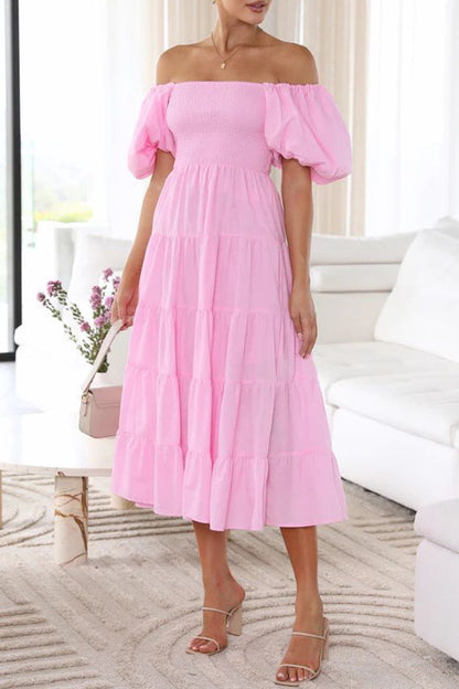Vestidos casuales sencillos de corte A con hombros descubiertos, espalda descubierta y lisos