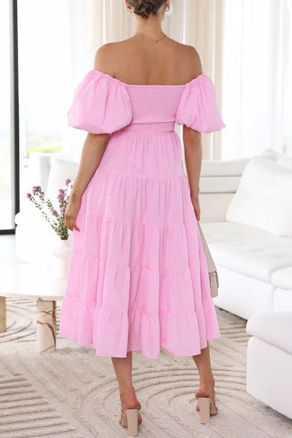 Vestidos casuales sencillos de corte A con hombros descubiertos, espalda descubierta y lisos