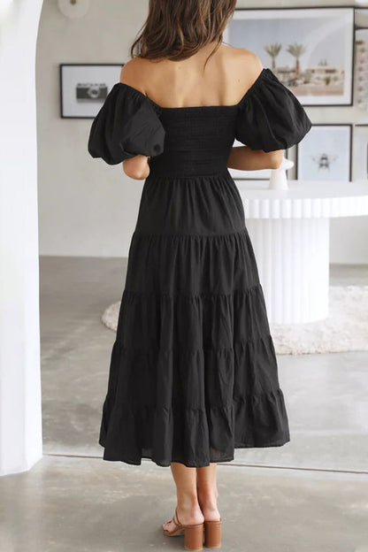 Vestidos casuales sencillos de corte A con hombros descubiertos, espalda descubierta y lisos