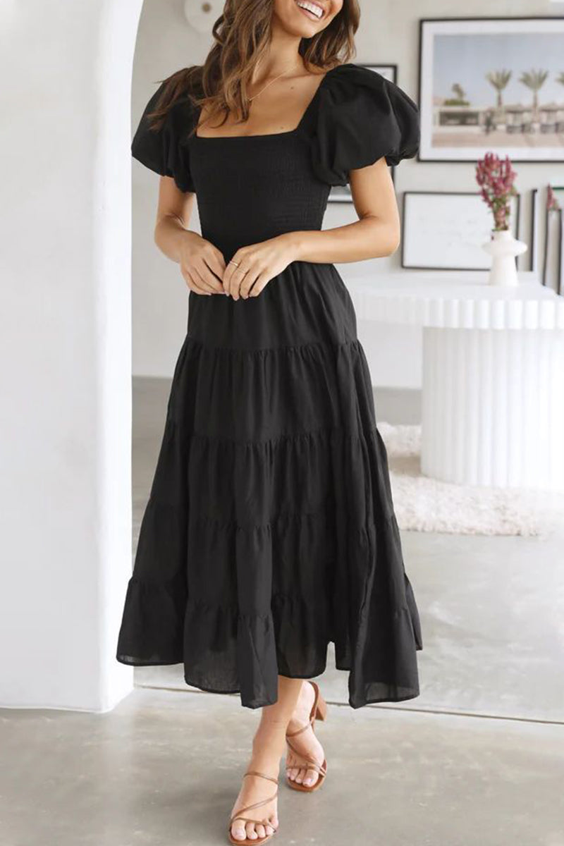 Vestidos casuales sencillos de corte A con hombros descubiertos, espalda descubierta y lisos