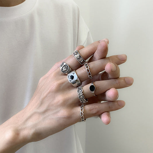 Juego de anillos huecos geométricos de calle