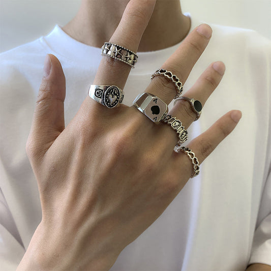 Juego de anillos huecos geométricos de calle