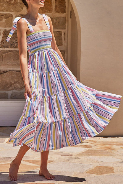 Vestidos estampados con tirantes finos y patchwork de lunares de moda urbana (22 colores)