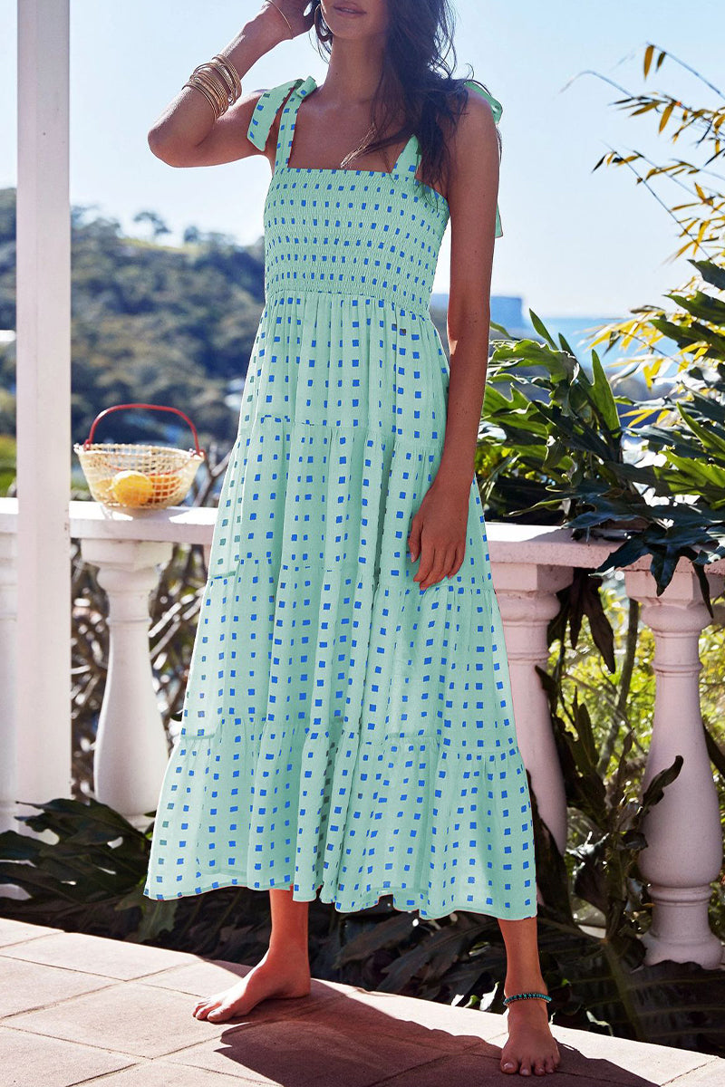 Vestidos estampados con tirantes finos y patchwork de lunares de moda urbana (22 colores)
