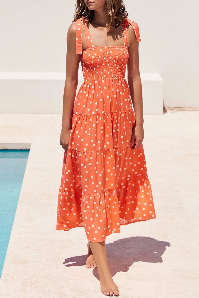Vestidos estampados con tirantes finos, patchwork y lunares de moda urbana