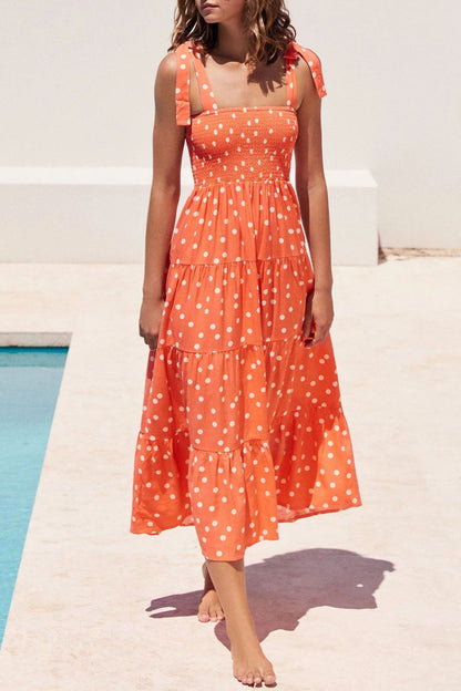 Vestidos estampados con tirantes finos, patchwork y lunares de moda urbana