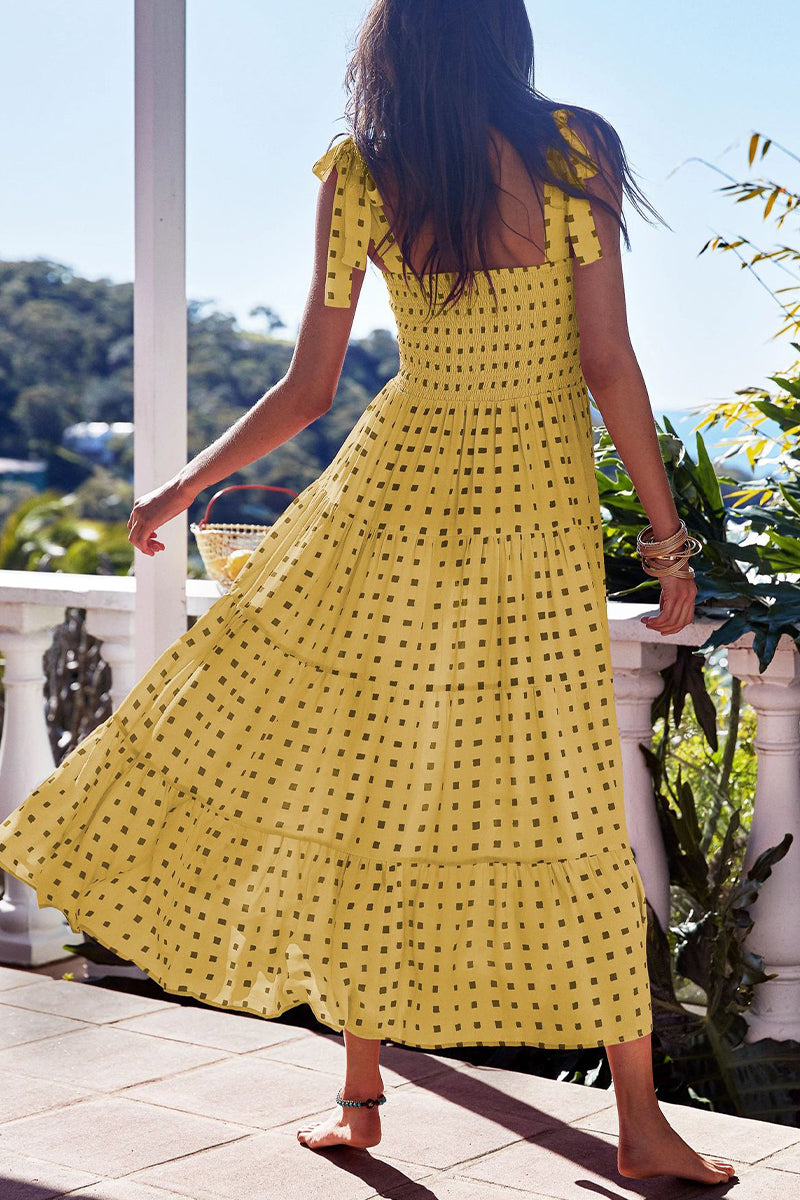 Vestidos estampados con tirantes finos, patchwork y lunares de moda urbana
