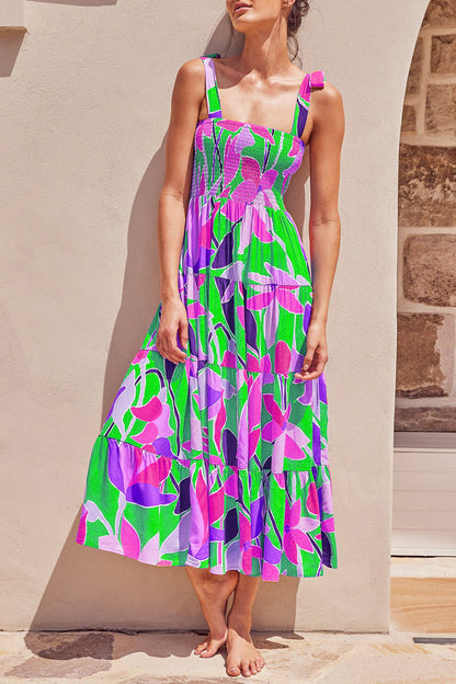 Vestidos estampados con tirantes finos, patchwork y lunares de moda urbana