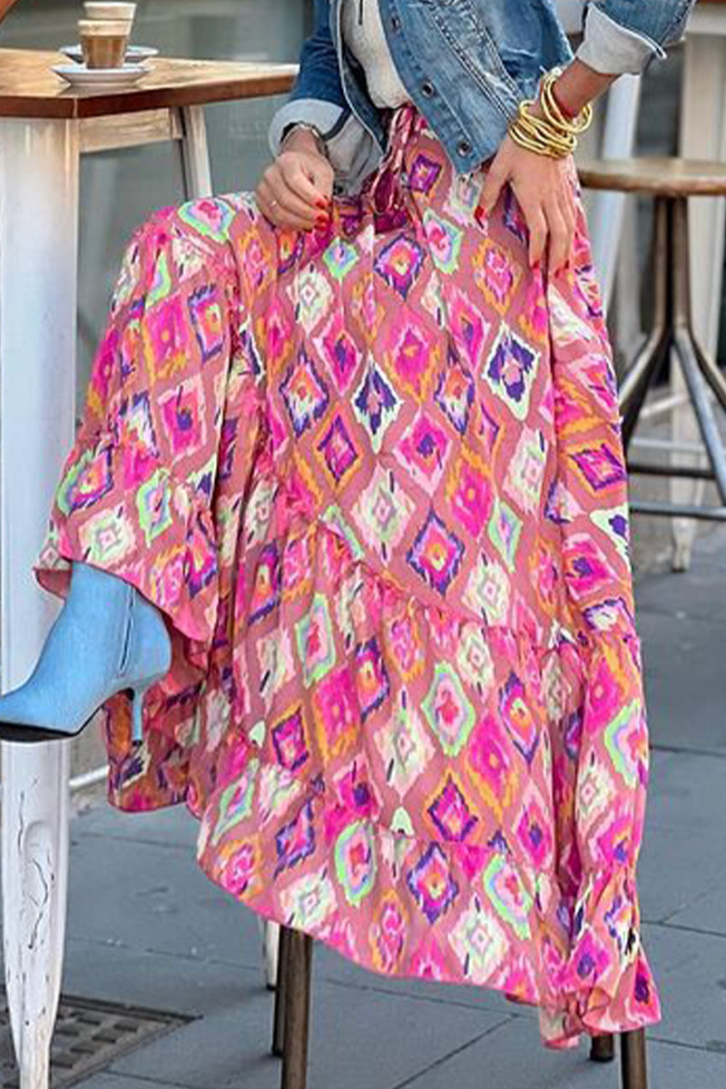 Pantalones casuales de calle con estampado floral, orillo fibroso, sueltos, de cintura alta, tipo A