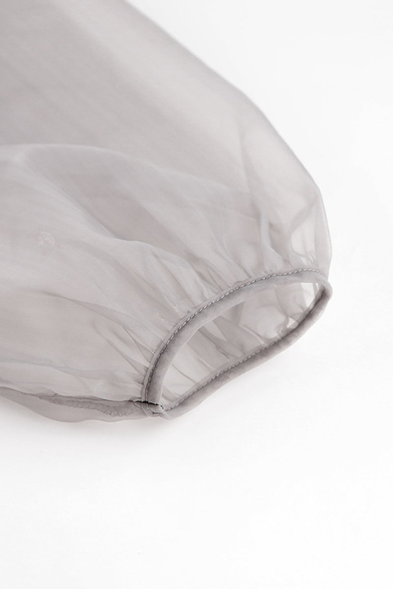 Elegantes blusas de escote en V transparente con frenillo liso