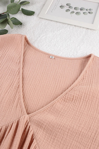 Vestidos casuales de manga larga con cuello en V y bolsillos lisos (7 colores)