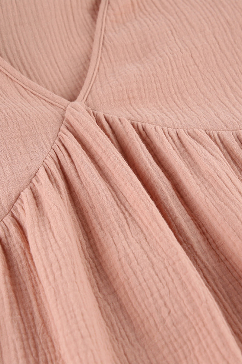 Vestidos casuales de manga larga con cuello en V y bolsillos lisos (7 colores)