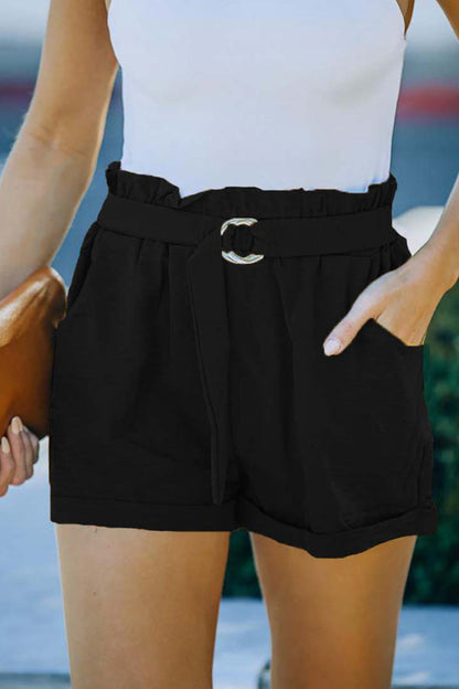 Pantalones casuales de color liso con bolsillos, sueltos, de cintura alta y rectos