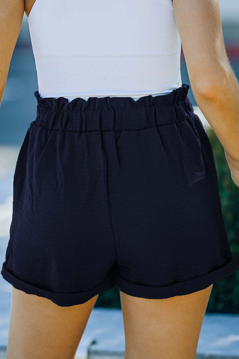 Pantalones casuales de color liso con bolsillos, sueltos, de cintura alta y rectos