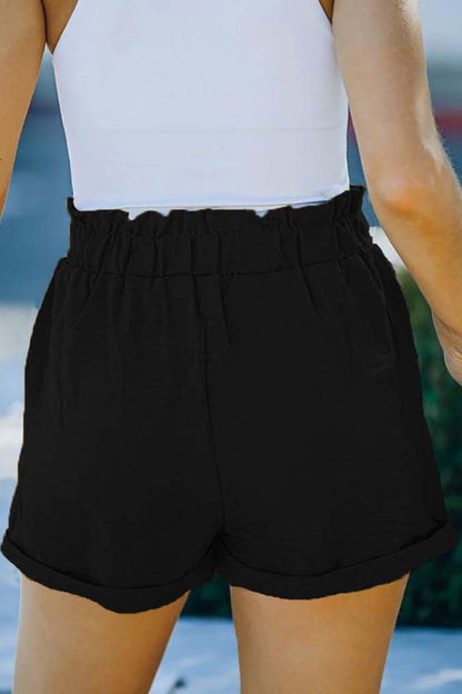 Pantalones casuales de color liso con bolsillos, sueltos, de cintura alta y rectos