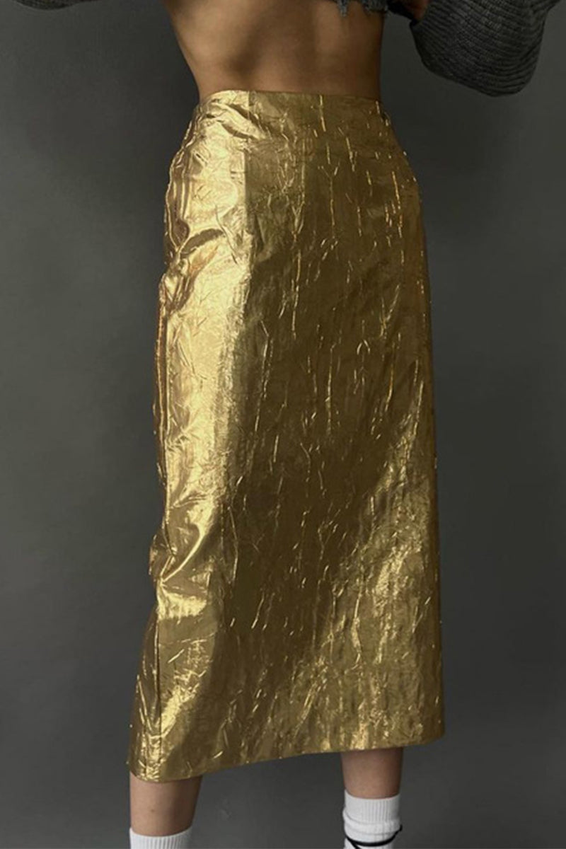 Pantalones de color liso con cintura alta y pliegues bronceadores de Street