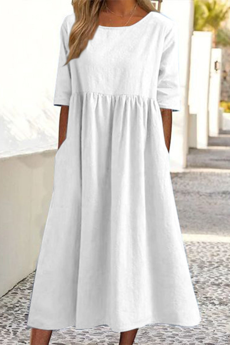 Vestido casual de algodón para mujer (9 colores)