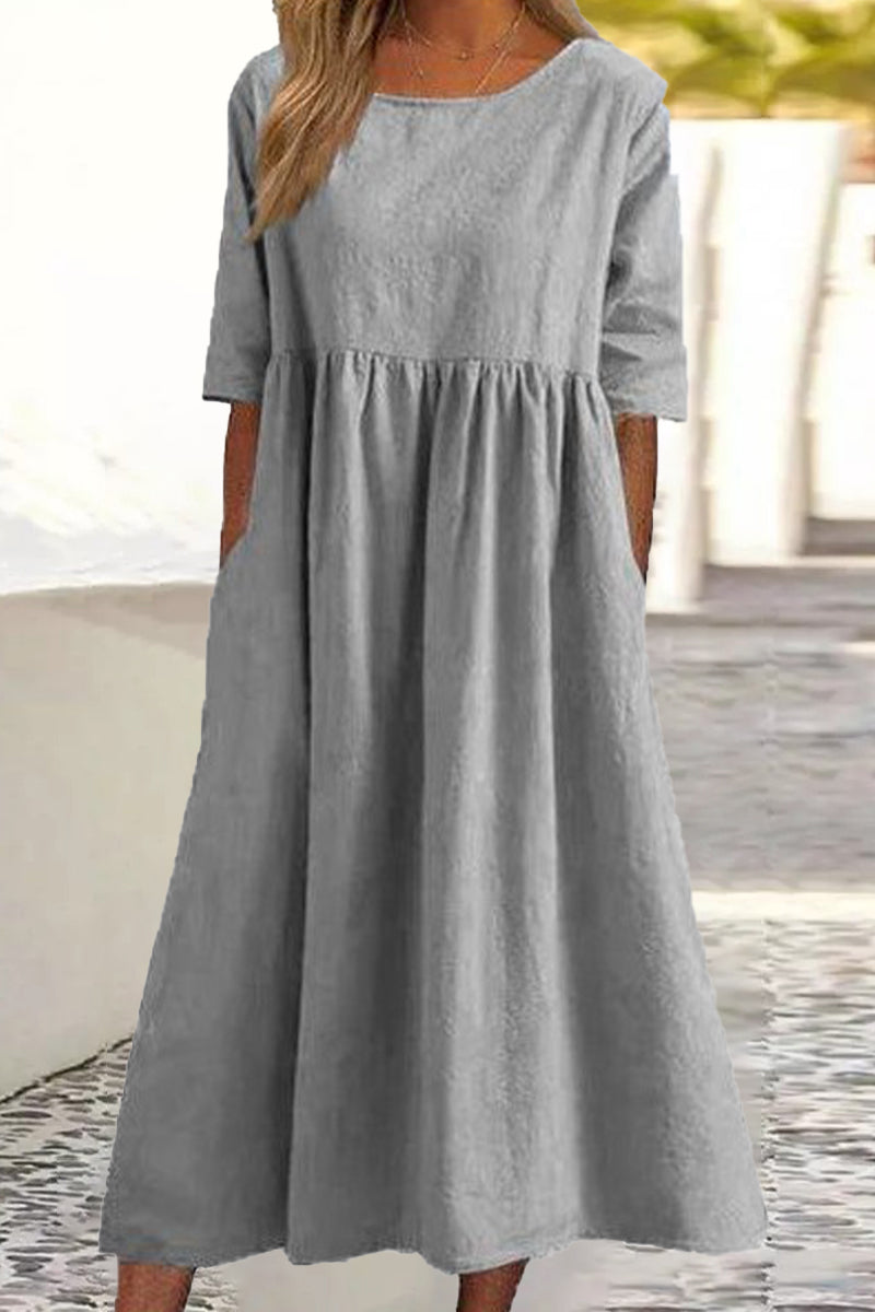 Vestido casual de algodón para mujer (9 colores)