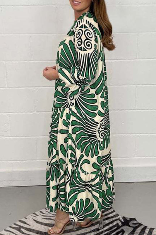 Vestido estampado casual con cuello en V y estampado