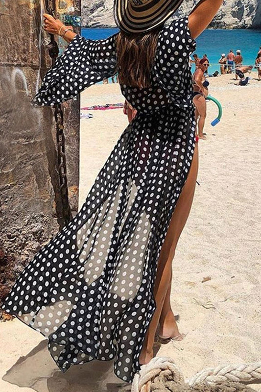 Traje de baño sexy de vacaciones con lunares y patchwork