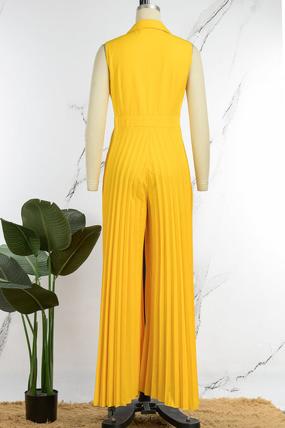 Sexy Solid Bandage Hollowed Out Patchwork Fold Turndown Collar Straight Jumpsuits(4 Colors)