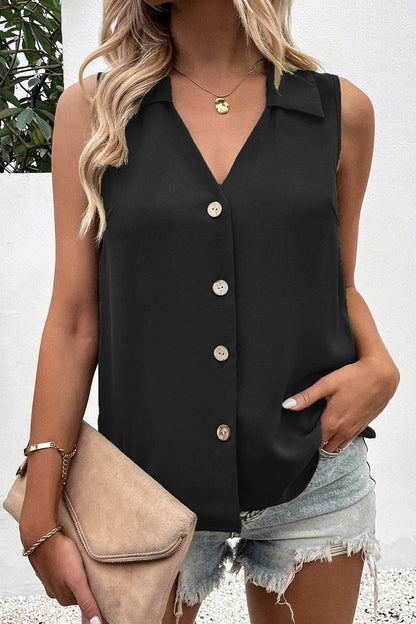 Blusas de cuello en V con botones lisos Daily Simplicity (5 colores)