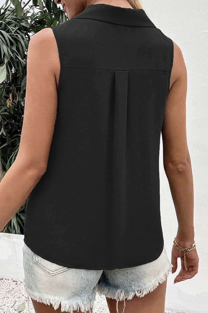 Blusas de cuello en V con botones lisos Daily Simplicity (5 colores)