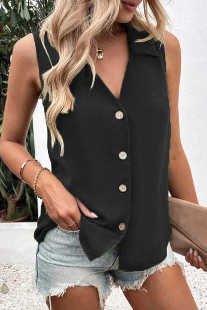 Blusas de cuello en V con botones lisos Daily Simplicity (5 colores)