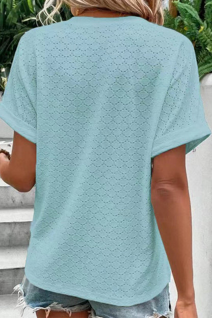 Camisetas casuales con cuello en V y botones lisos (10 colores)