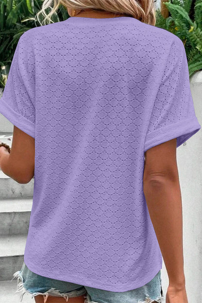 Camisetas casuales con cuello en V y botones lisos (10 colores)